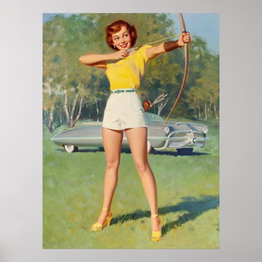 Pin-Up met Bow and Arrow Art Poster (Voorkant)
