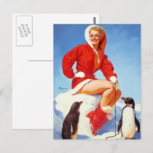 Pin-up met Briefkaart van Penguins (Voorkant / Achterkant)