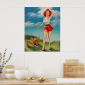 Pin-Up met leuke Puppies Poster (Keuken)