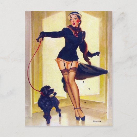Pin-up met porselein briefkaart (Voorkant)