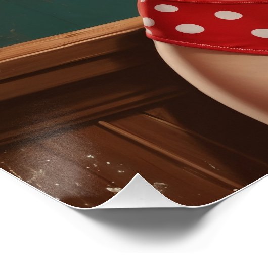 Pin-Up met rood haar en erwtenbikini Perfect Poster (Hoek)