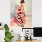 Pin-up Mooi In Roze Poster (Thuiskantoor)