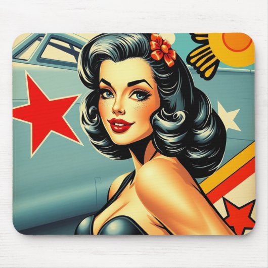 Pin Up  Nose Art Style Mousepad Muismat (Voorkant)