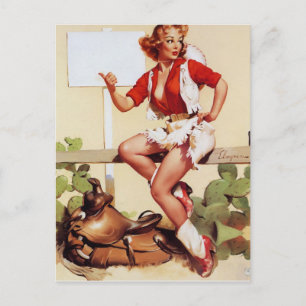 Pin-up ophalen briefkaart