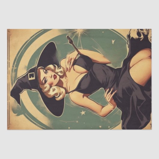 Pin-up optie: Retro Witch Decoupage Tissuepapier (Voorkant)