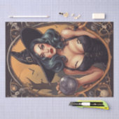 Pin-up optie: Retro Witch Decoupage Tissuepapier (Craft)