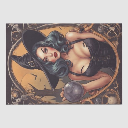 Pin-up optie: Retro Witch Decoupage Tissuepapier (Voorkant)
