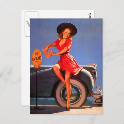 Pin-up Parking Ticket Briefkaart (Voorkant / Achterkant)