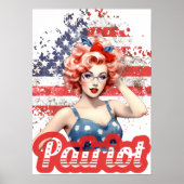 Pin Up  Retro Amerikaanse Patriot  Meisje Poster (Voorkant)