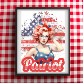 Pin Up Retro Amerikaanse Patriot Meisje Poster