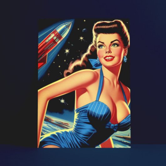 Pin-up Retro-ruimte Briefkaart