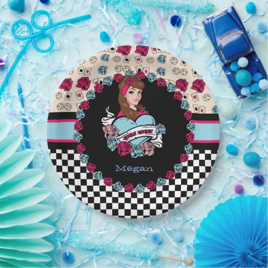 Pin-up, Rock-A-Billy Papieren Bordje (Feest)