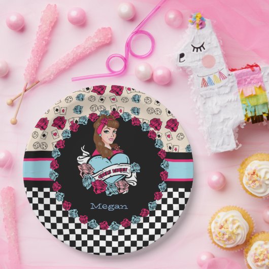 Pin-up, Rock-A-Billy Papieren Bordje (Feest)