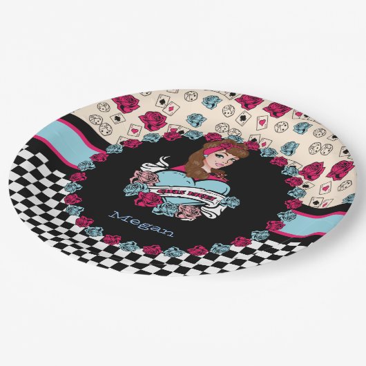 Pin-up, Rock-A-Billy Papieren Bordje (Gekanteld)