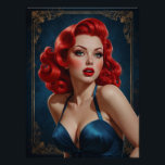 Pin-up Rousse Inspirée Art Deco Perfect Poster<br><div class="desc">Ervaar retro-elegantie met deze roodbruine pin-up poster, een schat in onze Pinup Paradise collectie bij VintagePrintHaven—Uw Magie Havre van Impression Vintage! Deze schoonheid met brandend rood haar, gekleed in een satijnblauwe bikini, is een tijdloze charme uit de jaren '50. De grote lussen en de aantrekkelijke blik sluiten perfect aan bij...</div>