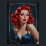 Pin-up Rousse Inspirée Art Deco Perfect Poster<br><div class="desc">Ervaar retro-elegantie met deze roodbruine pin-up poster, een schat in onze Pinup Paradise collectie bij VintagePrintHaven—Uw Magie Havre van Impression Vintage! Deze schoonheid met brandend rood haar, gekleed in een satijnblauwe bikini, is een tijdloze charme uit de jaren '50. De grote lussen en de aantrekkelijke blik sluiten perfect aan bij...</div>