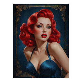 Pin-up Rousse Inspirée Art Deco Perfect Poster