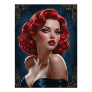 Pin-up Rousse Inspirée Art Deco Perfect Poster