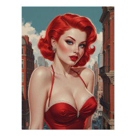 Pin-Up Rousse Sexy Fond Urban Perfect Poster