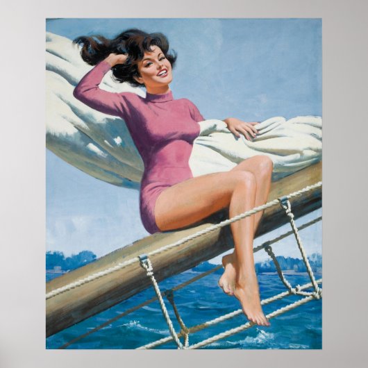 Pin-Up Sailor Meisje Kunst Poster (Voorkant)