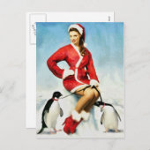 Pin-up Santa schilderij Feestdagenkaart (Voorkant / Achterkant)