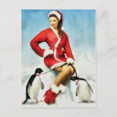 Pin-up Santa schilderij Feestdagenkaart (Voorkant)
