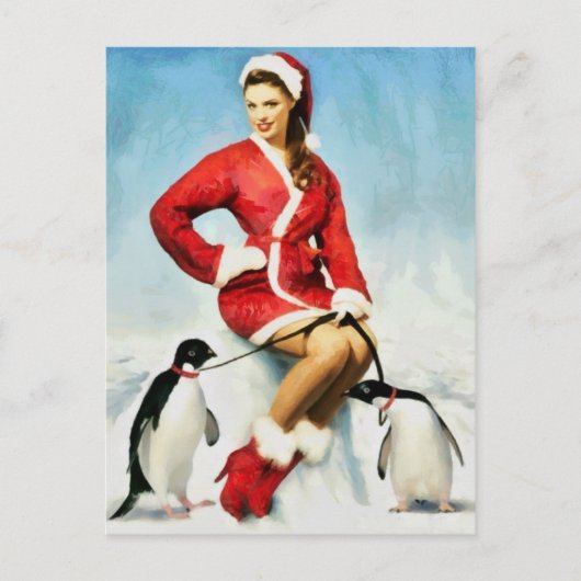 Pin-up Santa schilderij Feestdagenkaart (Voorkant)