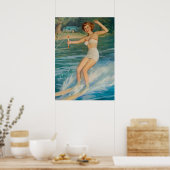 Pin-Up Skiën Vrouwen Kunst Poster (Keuken)