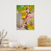 Pin-up speeltijd met hond poster (Keuken)