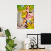 Pin-up speeltijd met hond poster (Thuiskantoor)