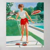 Pin-Up Spelen Shuffleboard Kunst Poster (Voorkant)
