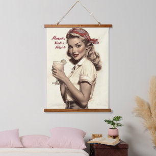 pin-up stijl: Mamacita heeft een Margarita nodig Hangend Wandkleed
