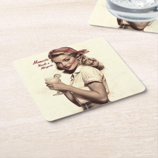  pin-up stijl: Mamacita heeft een Margarita nodig Kartonnen Onderzetters (Schuin)