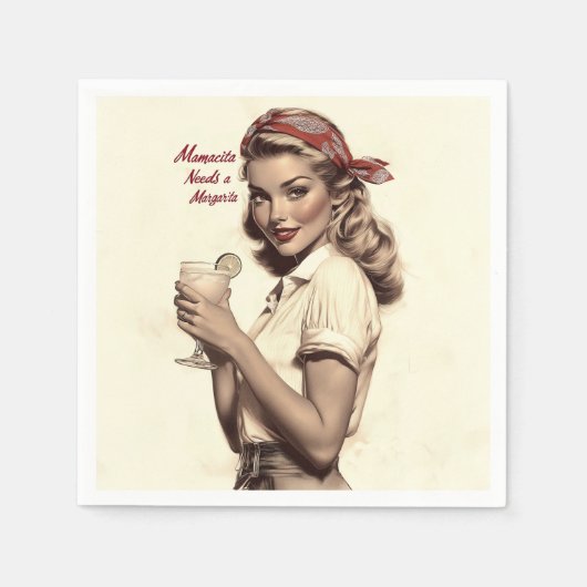 pin-up stijl: Mamacita heeft een Margarita nodig Servet (Voorkant)