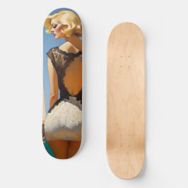 Pin Up Style Blonde Girl in Lacy Lingerie Persoonlijk Skateboard
