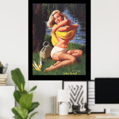 Pin-up Surfing Girl 2 Vintage poster (Thuiskantoor)