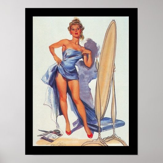 Pin-up Surfing Girl Vintage poster (Voorkant)