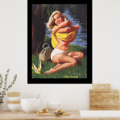 Pin-Up Surfmeisje 2 Vintage poster (Keuken)