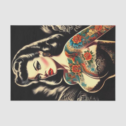 Pin-up van getatoeëerde Gothic Tissuepapier (Voorkant)