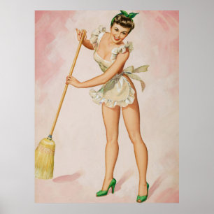 Pin-up vegen vrouw kunst poster
