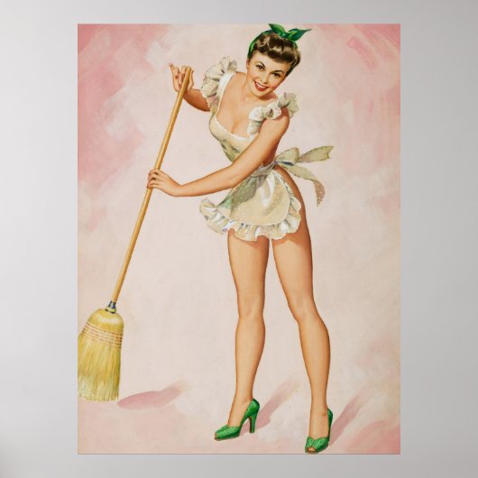 Pin-up vegen vrouw kunst poster (Voorkant)