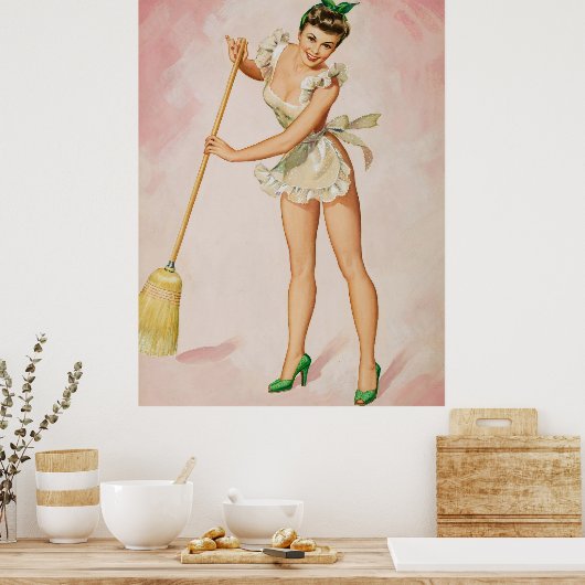 Pin-up vegen vrouw kunst poster (Keuken)