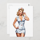  Pin-up Verpleegster Digitale Kunst Briefkaart (Voorkant / Achterkant)