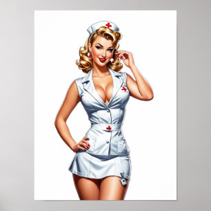 Pin-up Verpleegster Digitale Kunst Poster