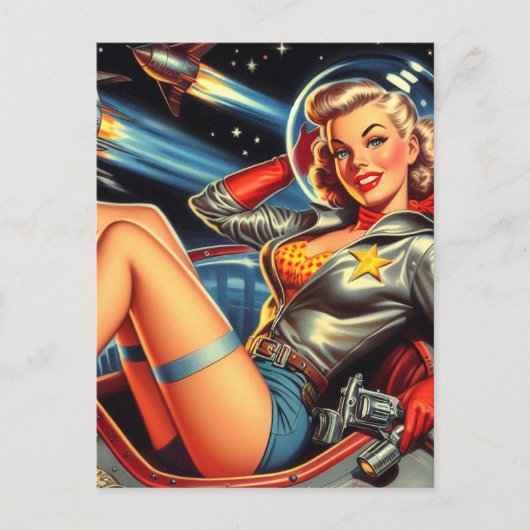 Pin-up voor astronaut briefkaart (Voorkant)