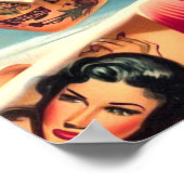 Pin-up voor getatoeëerd strand poster (Hoek)