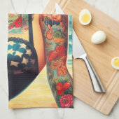 Pin-up voor getatoeëerd strand theedoek (Quarter Fold)