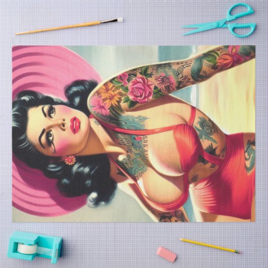 Pin-up voor getatoeëerd strand tissuepapier (Craft)