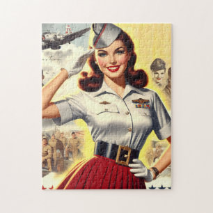 Pin-up voor militaire retromodus legpuzzel
