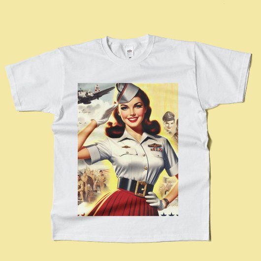 Pin-up voor militaire retromodus t-shirt